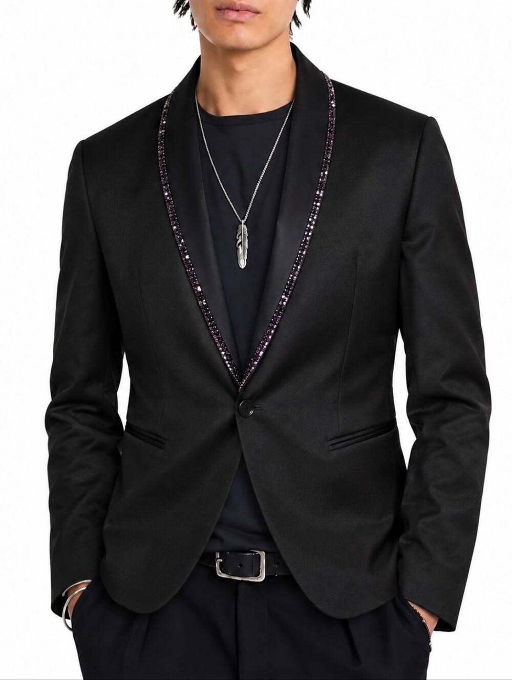 Chained Shawl Collar Blazer